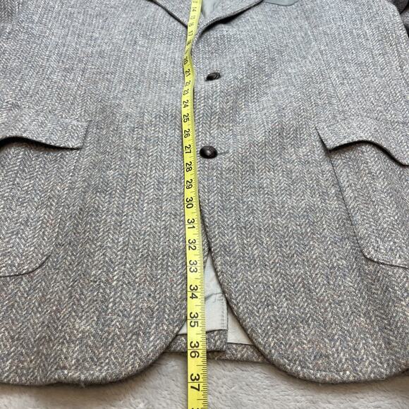 Vtg Pendleton Western Blazer Mens 50 Tall Gray Wool Tweed Suede Elbow Patches - Picture 11 of 16